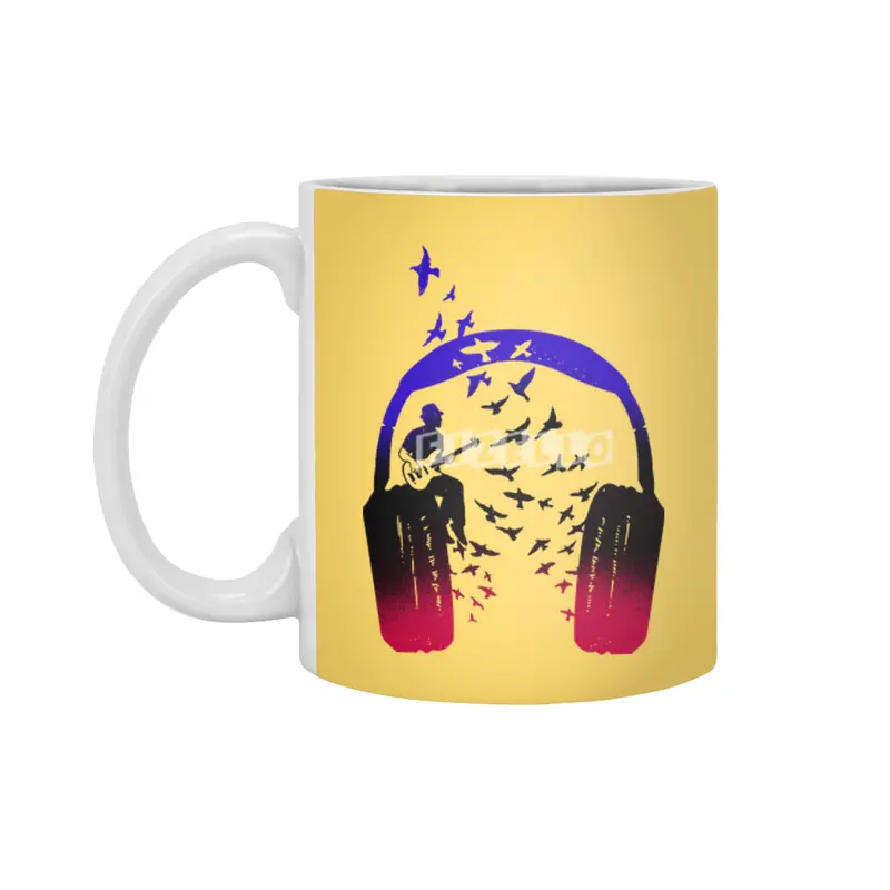 Headphone Music Bassist Beyaz Kupa