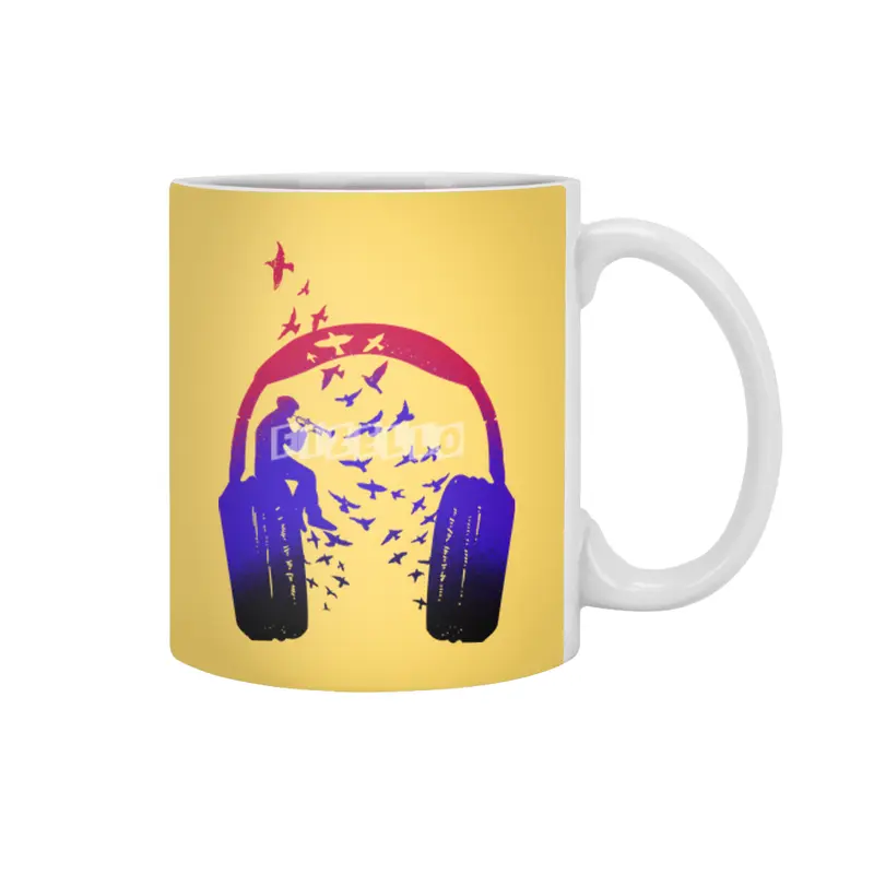 Headphone Music Bugle Beyaz Kupa