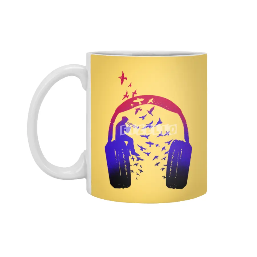 Headphone Music Bugle Beyaz Kupa