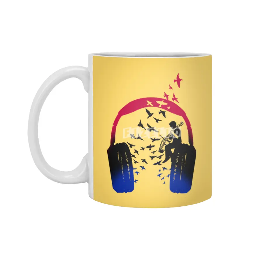 Headphone Music Cello Beyaz Kupa