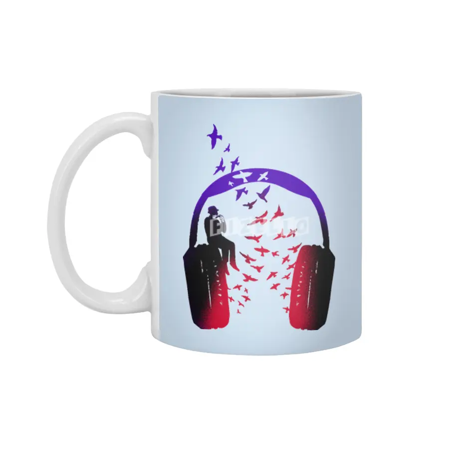 Headphone Music Harmonica Beyaz Kupa