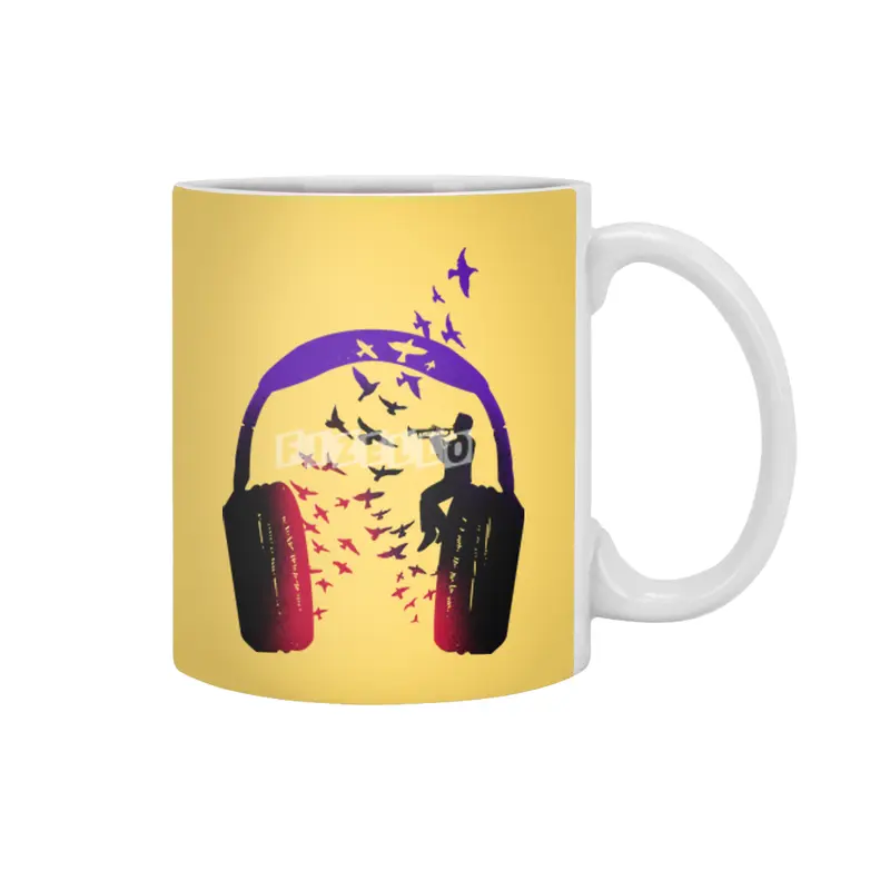 Headphone Music Trumpet Beyaz Kupa