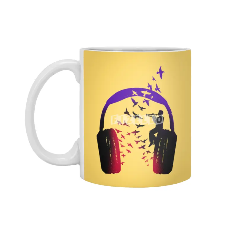 Headphone Music Trumpet Beyaz Kupa