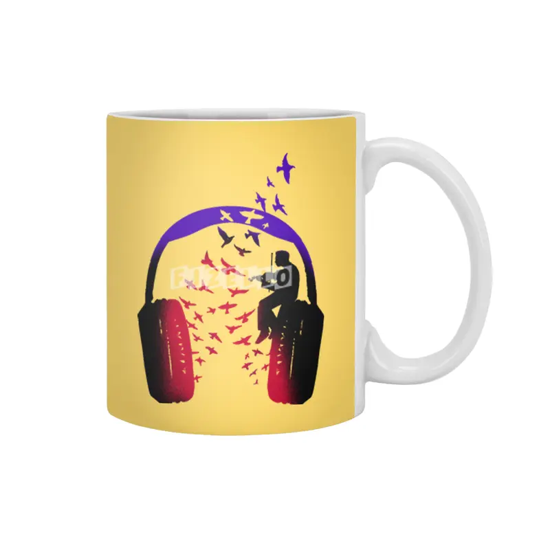 Headphone Music Violin Beyaz Kupa