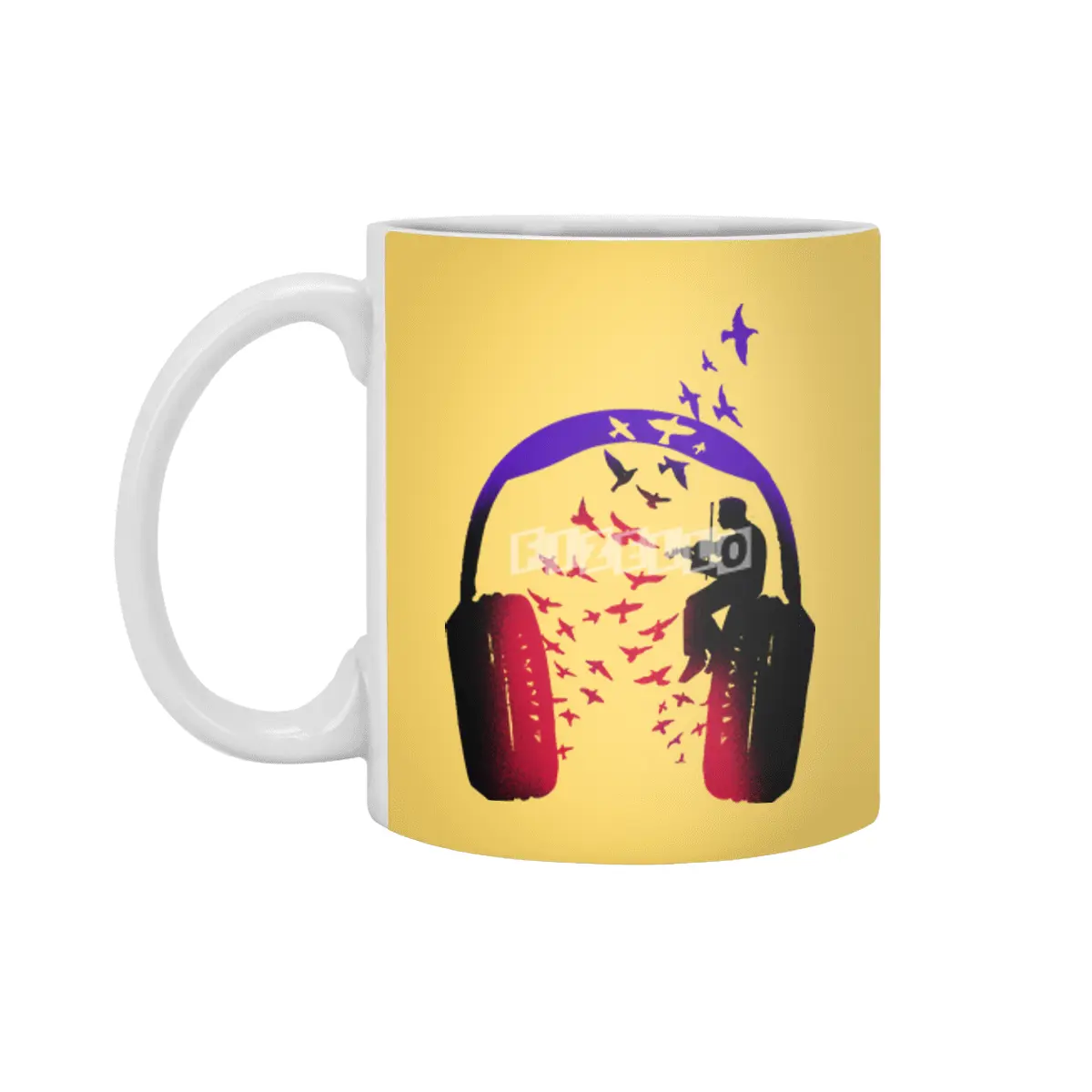 Headphone Music Violin Beyaz Kupa