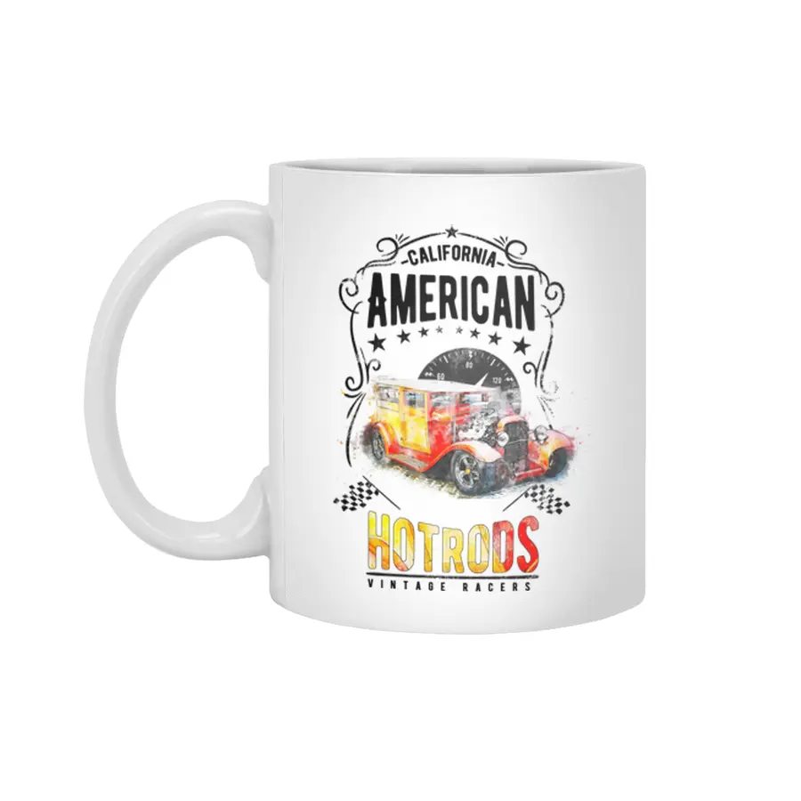 American Hot Rod Hotrod Racing Car Gift Beyaz Kupa