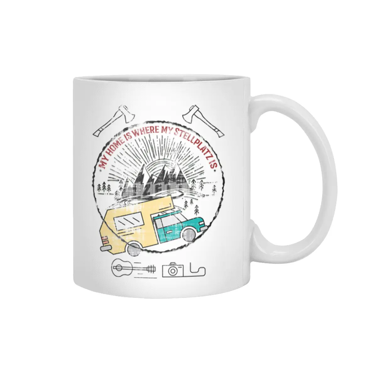 Camping Camper Vacation Motorhome Adventure Gift Beyaz Kupa