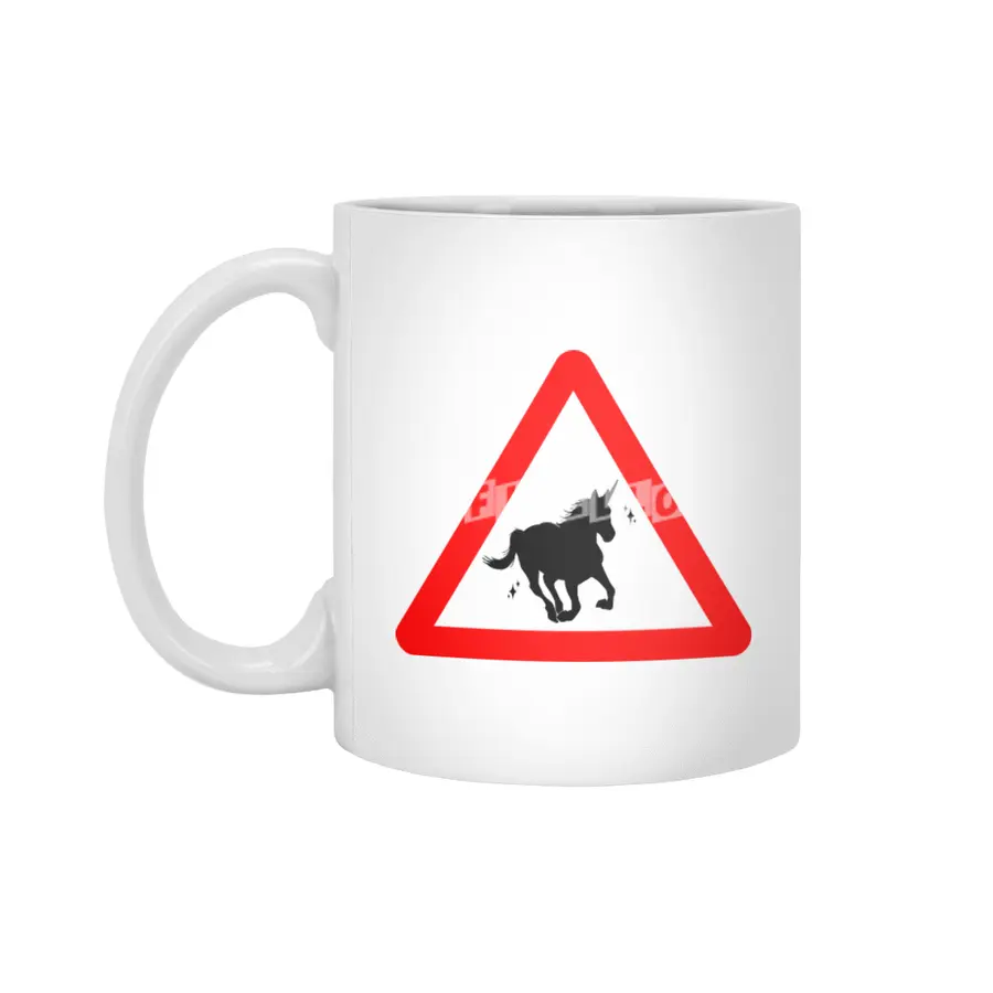 Funny Beautiful Unicorn Road Sign Shirt Beyaz Kupa
