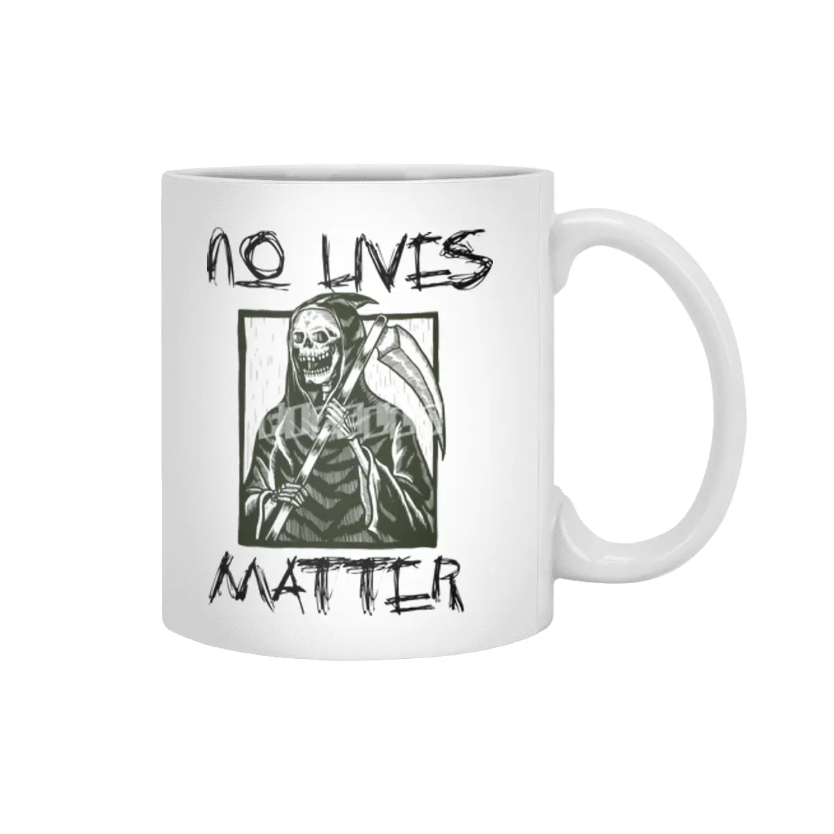 No Lives Matter Metal Rock Grim Reaper Design Beyaz Kupa