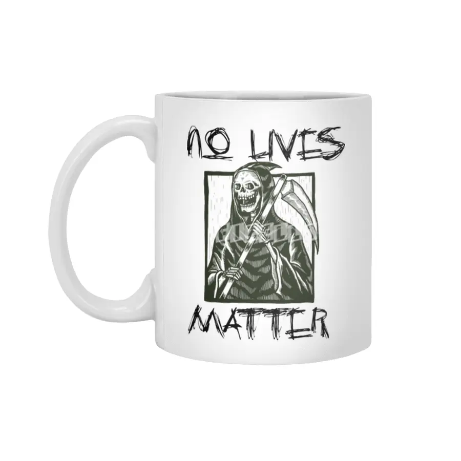 No Lives Matter Metal Rock Grim Reaper Design Beyaz Kupa