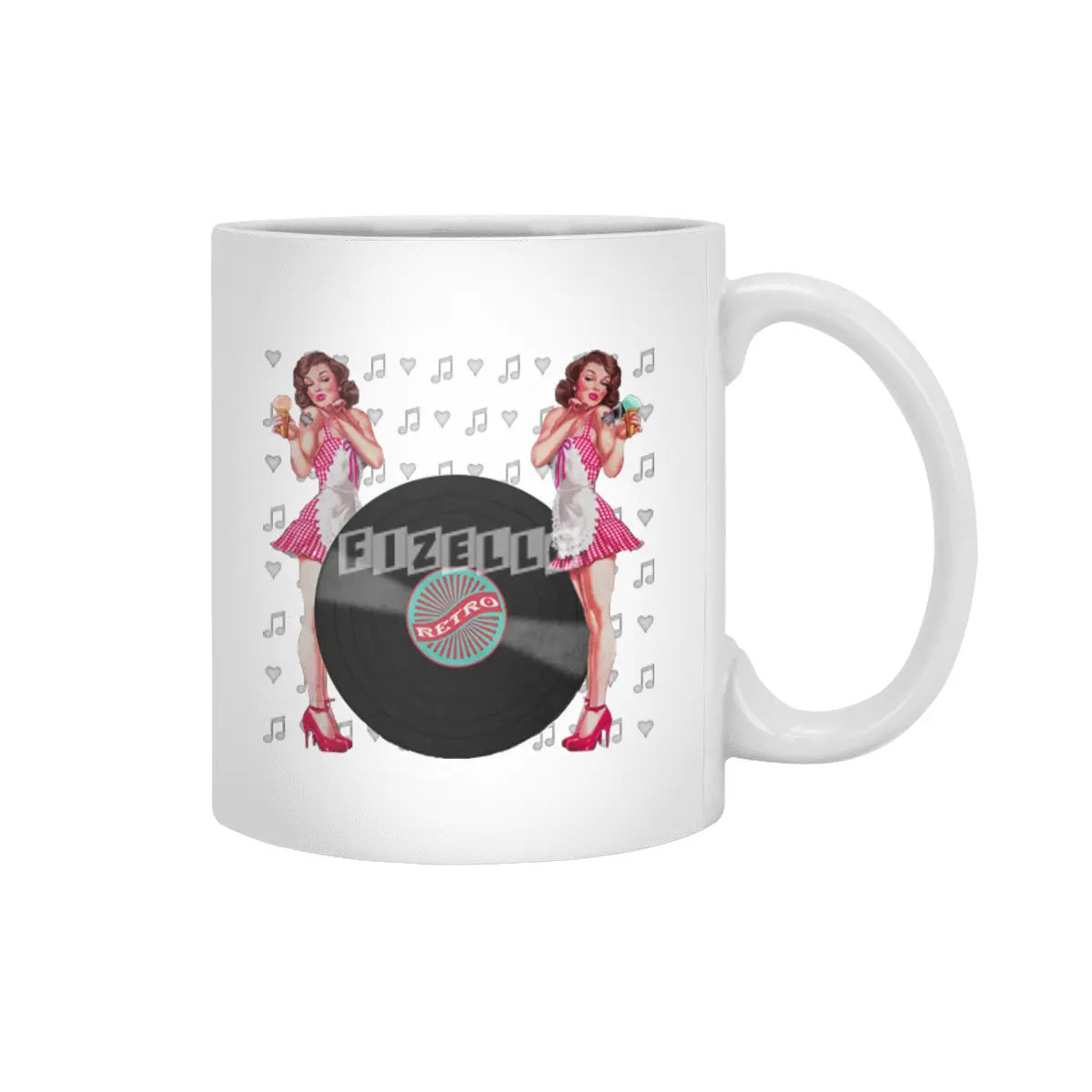 Pin Up Girl Vintage Retro Women Shirt Beyaz Kupa