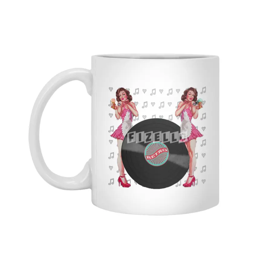 Pin Up Girl Vintage Retro Women Shirt Beyaz Kupa