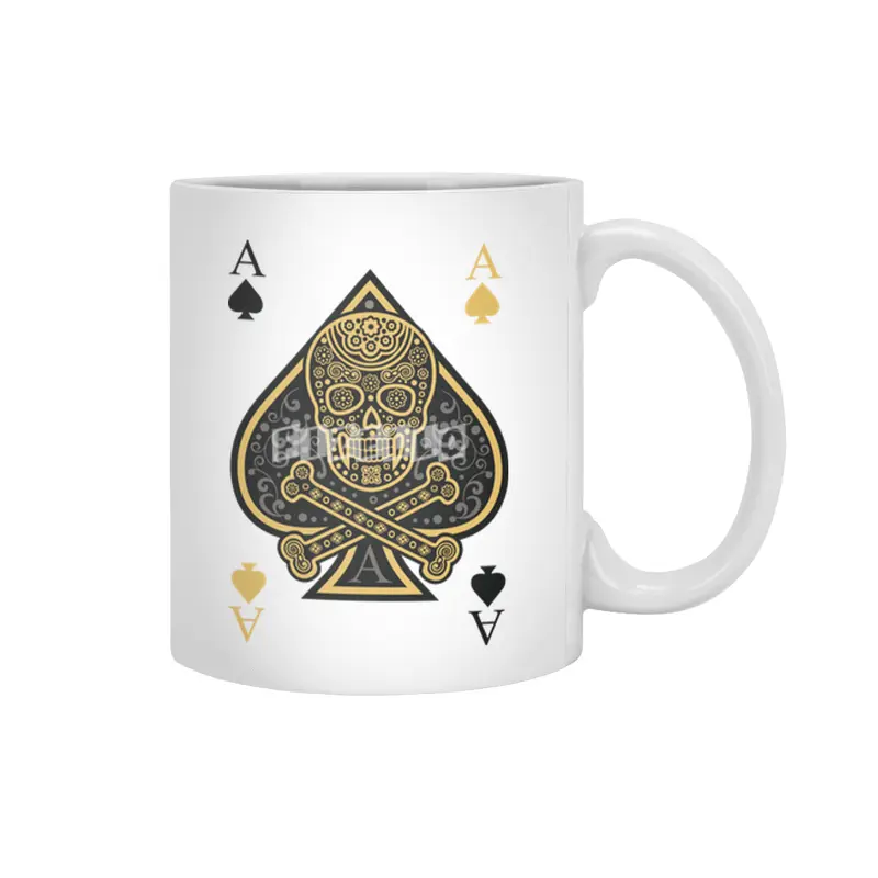 Poker Ace Of Spades Skull Las Vegas Gift Beyaz Kupa