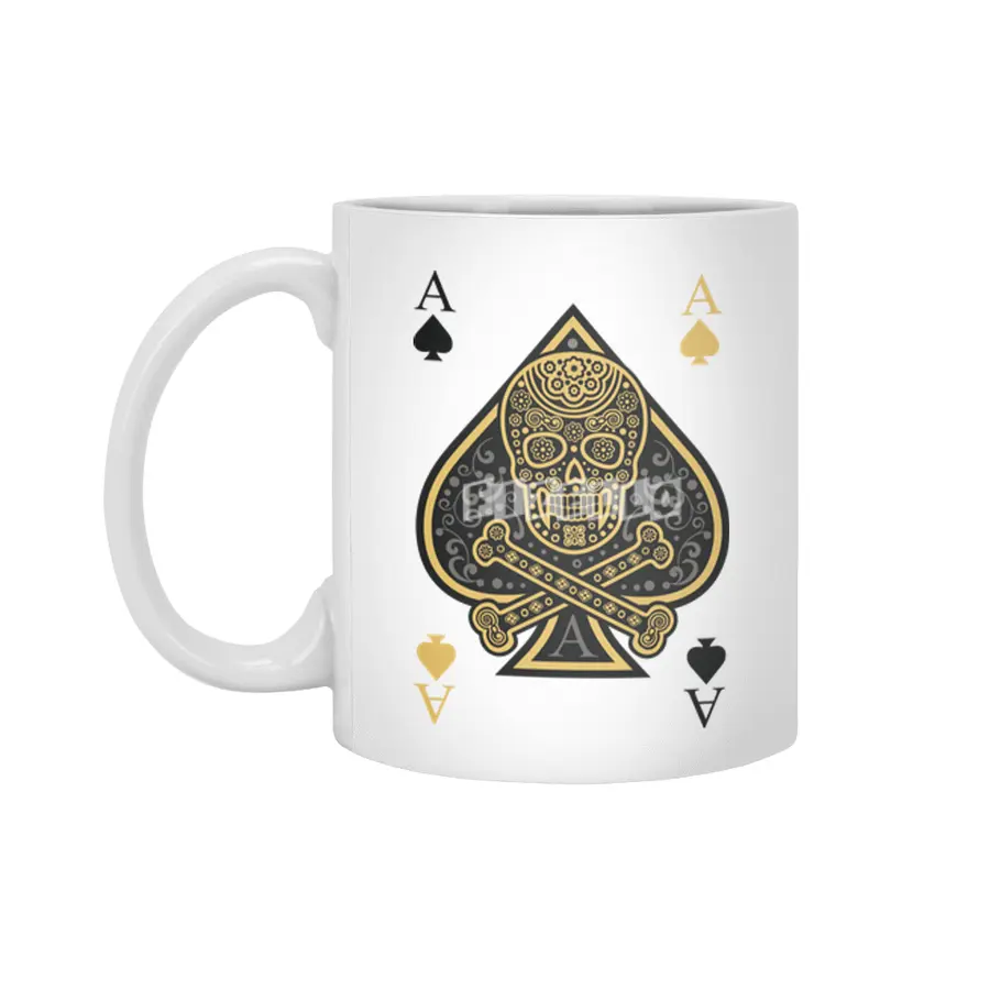 Poker Ace Of Spades Skull Las Vegas Gift Beyaz Kupa