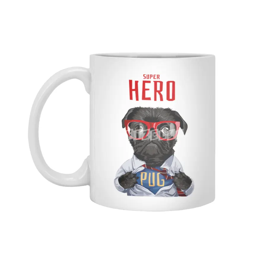 Pug Dog Superhero Dog Owner Gift Beyaz Kupa
