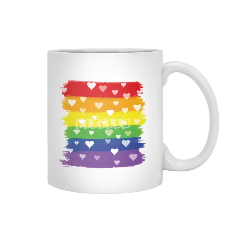 Rainbow Gay Lesbian Transgender Bisexual Love Beyaz Kupa