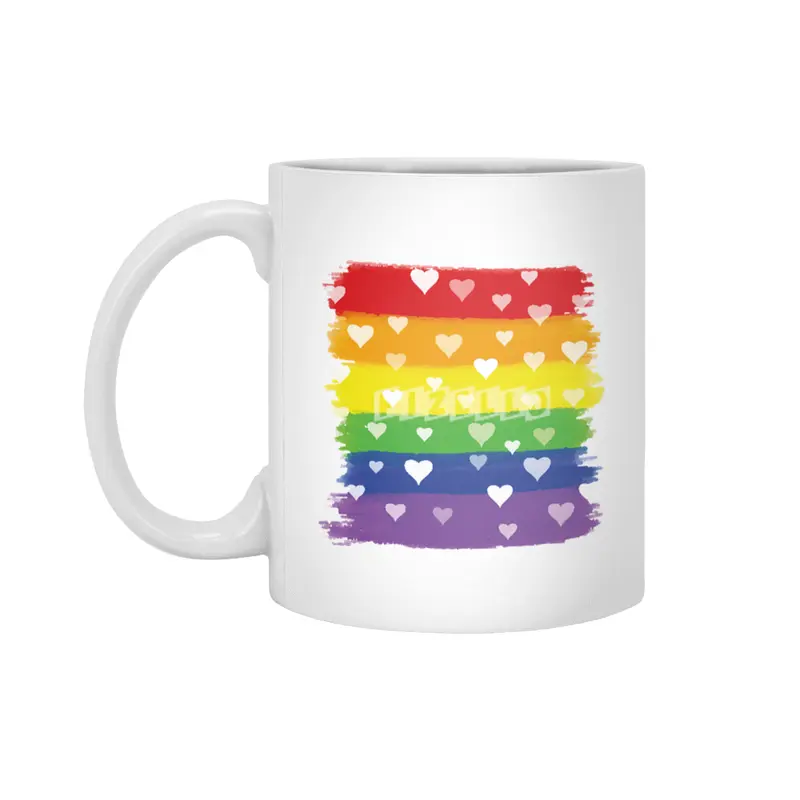 Rainbow Gay Lesbian Transgender Bisexual Love Beyaz Kupa
