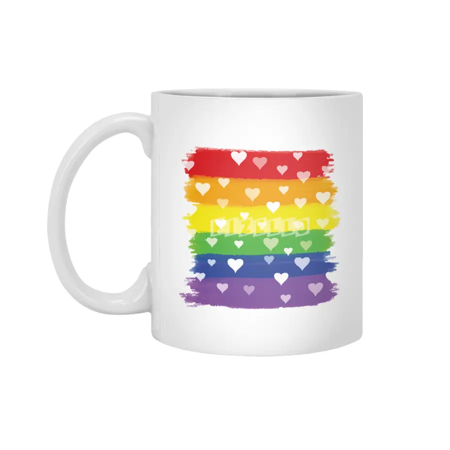 Rainbow Gay Lesbian Transgender Bisexual Love Beyaz Kupa
