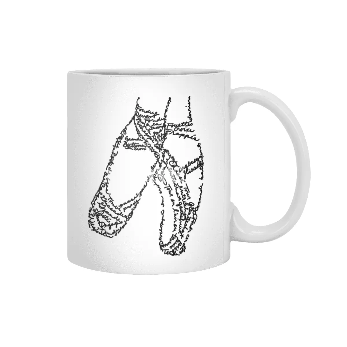 Ballet Pointe Shoes Word Art Beyaz Kupa