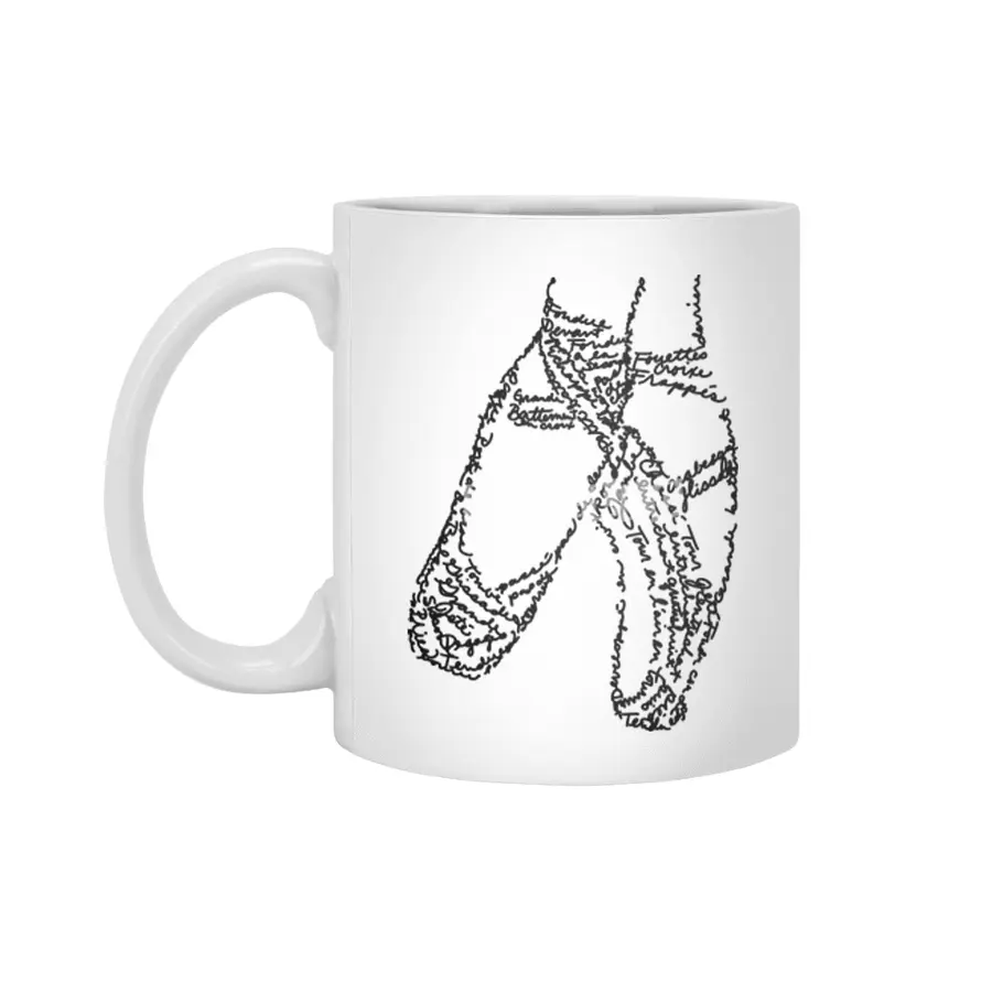 Ballet Pointe Shoes Word Art Beyaz Kupa