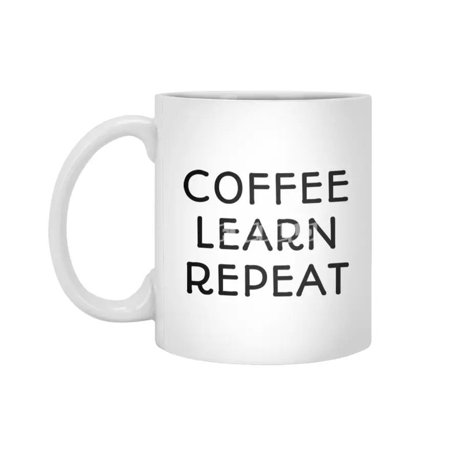 Coffee Learn Repeat Beyaz Kupa