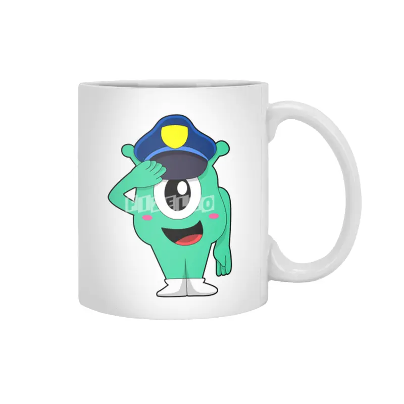 Alien as Police officer with Police hat Beyaz Kupa