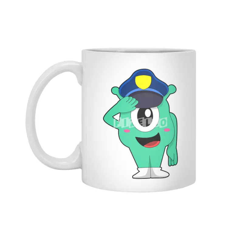 Alien as Police officer with Police hat Beyaz Kupa
