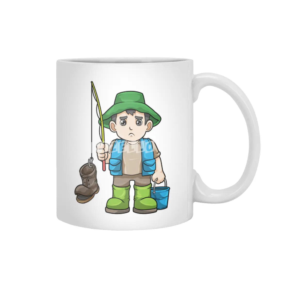 Angler with Fishing rod & Bucket Beyaz Kupa