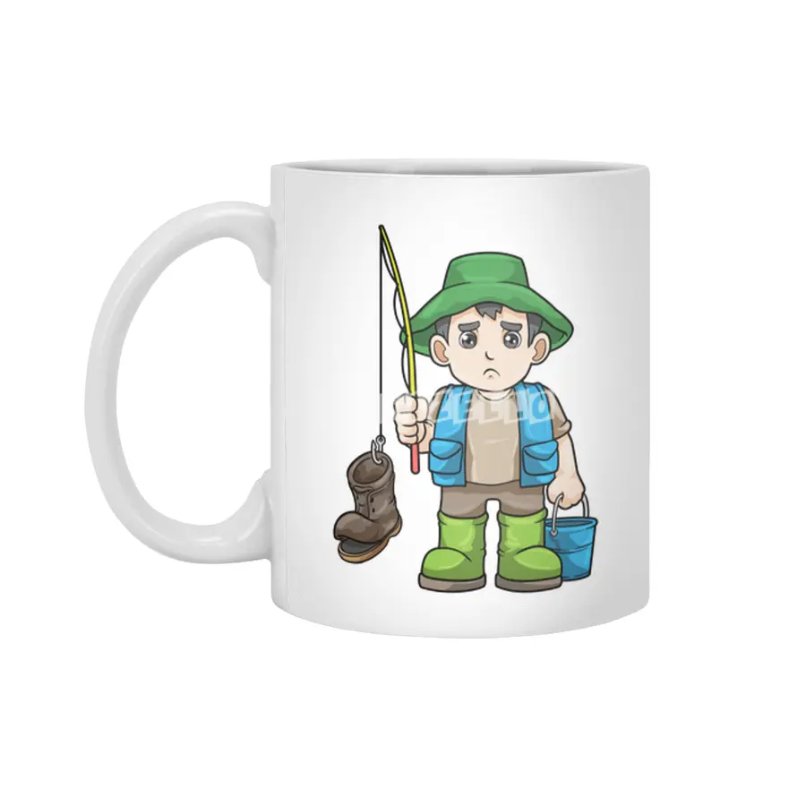 Angler with Fishing rod & Bucket Beyaz Kupa