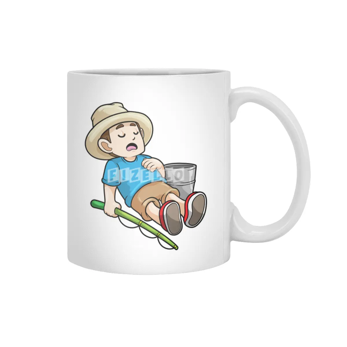 Angler with Fishing rod & Bucket Beyaz Kupa