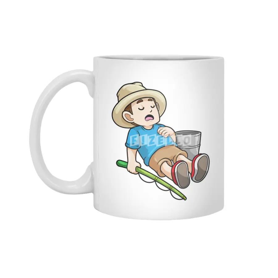 Angler with Fishing rod & Bucket Beyaz Kupa