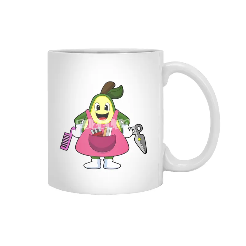 Avocado as Hairdresser with Scissors & Comb Beyaz Kupa