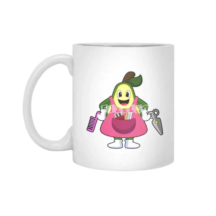 Avocado as Hairdresser with Scissors & Comb Beyaz Kupa