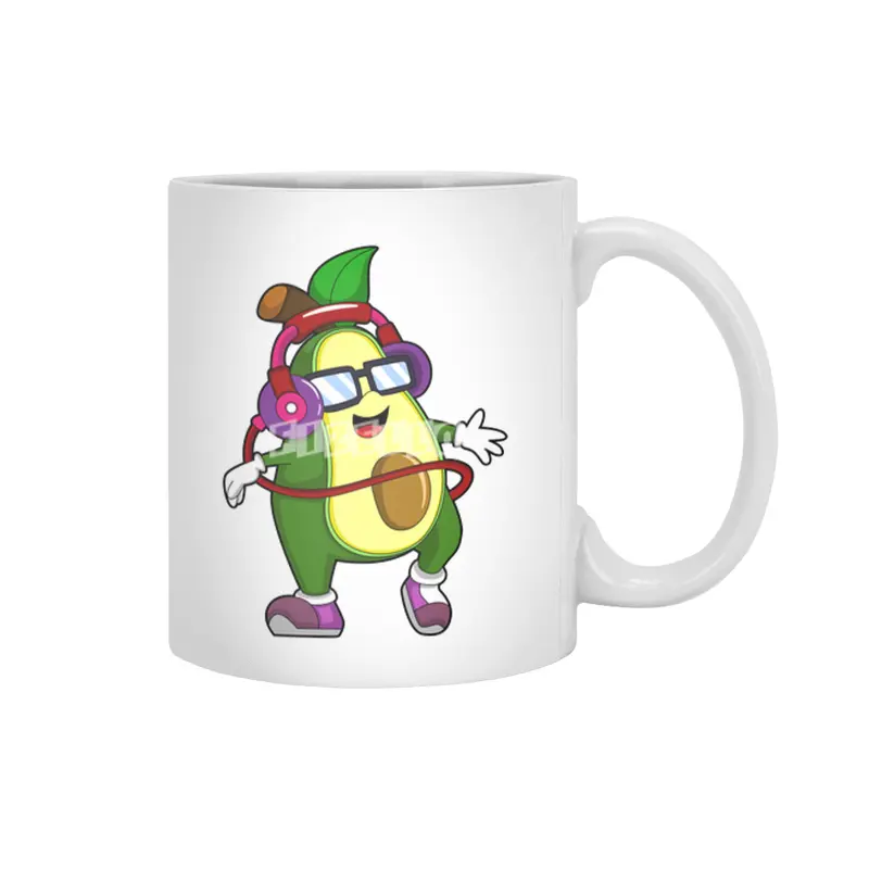 Avocado at Music with Headphone Beyaz Kupa