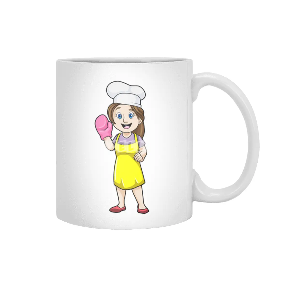 Baker with Cooking apron & Oven gloves Beyaz Kupa