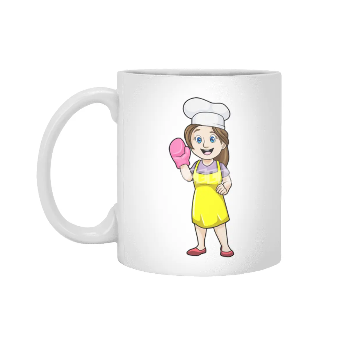 Baker with Cooking apron & Oven gloves Beyaz Kupa
