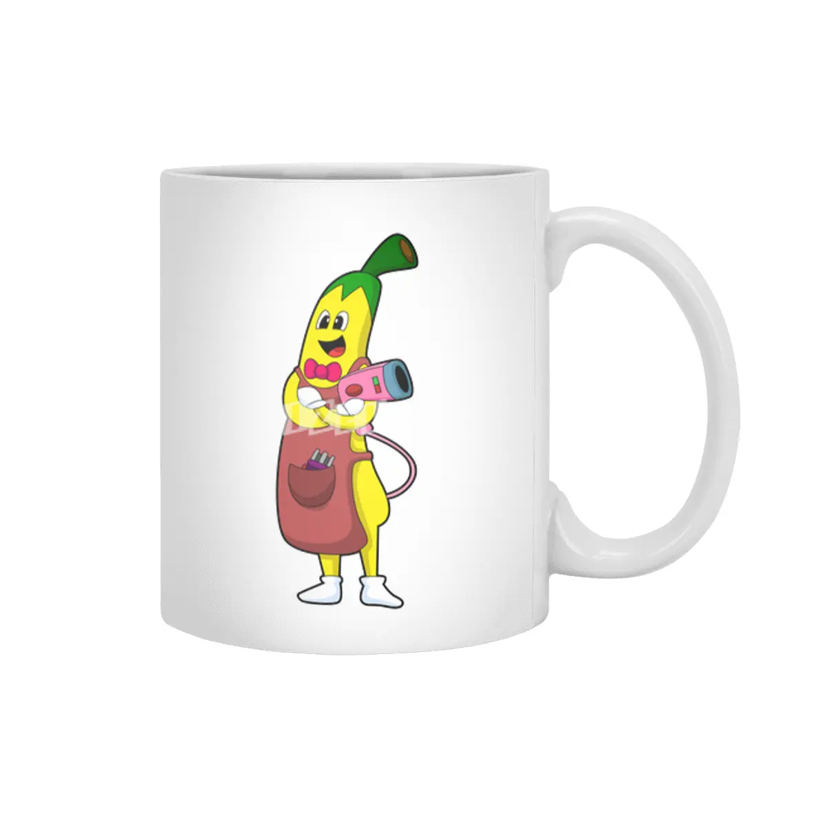 Banana as Hairdresser with Hair dryer Beyaz Kupa