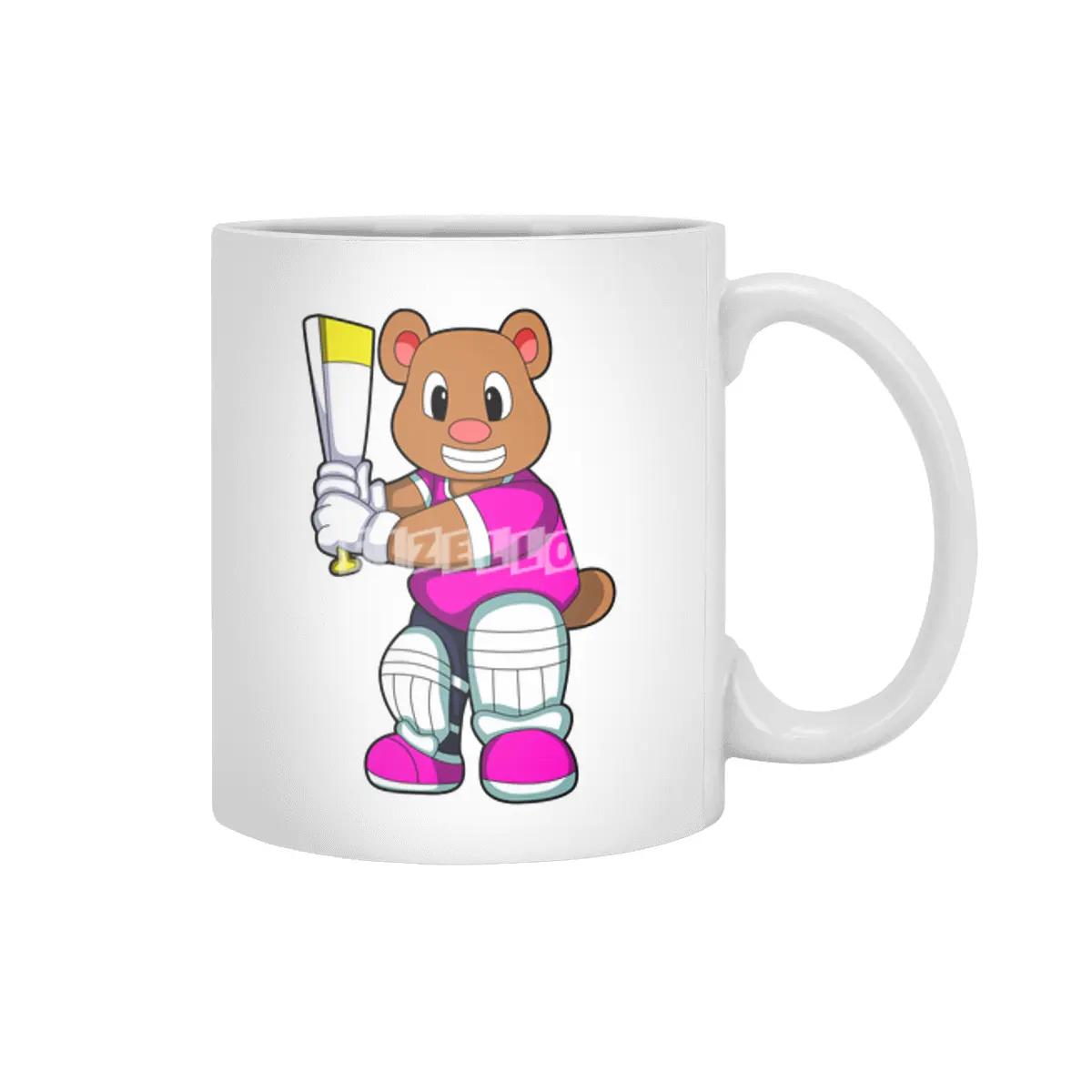Bear as Batsman with Cricket bat Beyaz Kupa