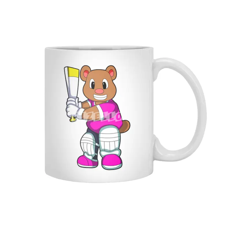 Bear as Batsman with Cricket bat Beyaz Kupa