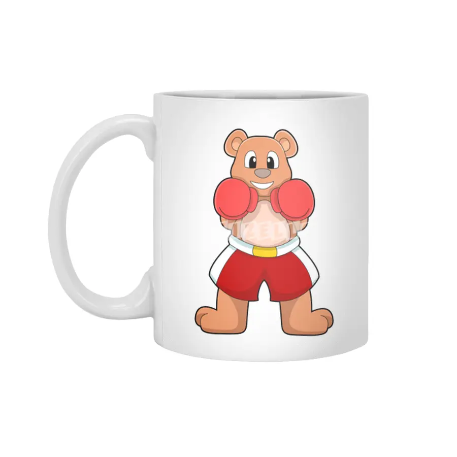 Bear as Boxer with Boxing gloves Beyaz Kupa