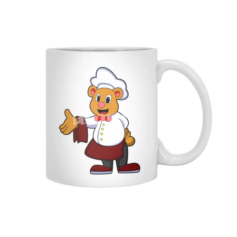 Bear as Cook with a Chef's hat Beyaz Kupa