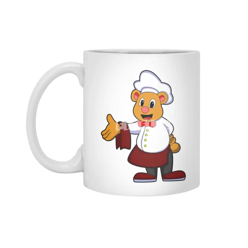 Bear as Cook with a Chef's hat Beyaz Kupa