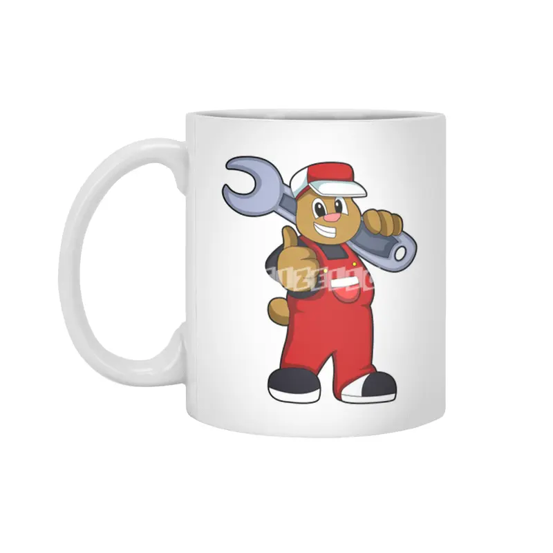 Bear as Craftsman with Tool Beyaz Kupa