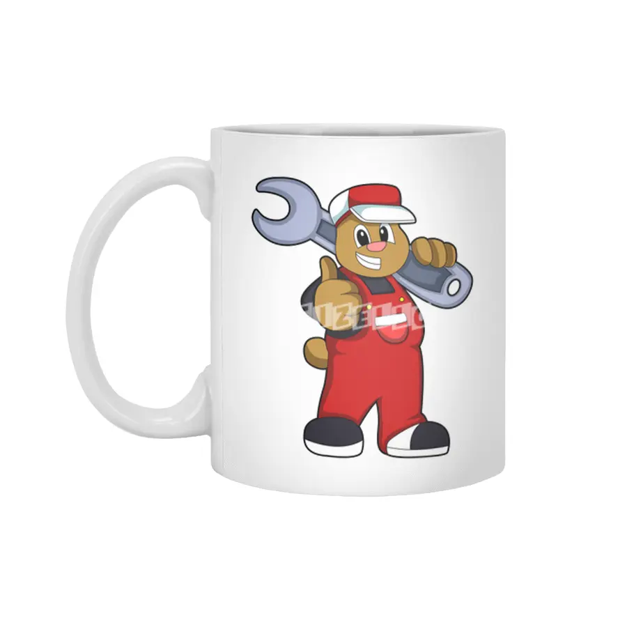 Bear as Craftsman with Tool Beyaz Kupa