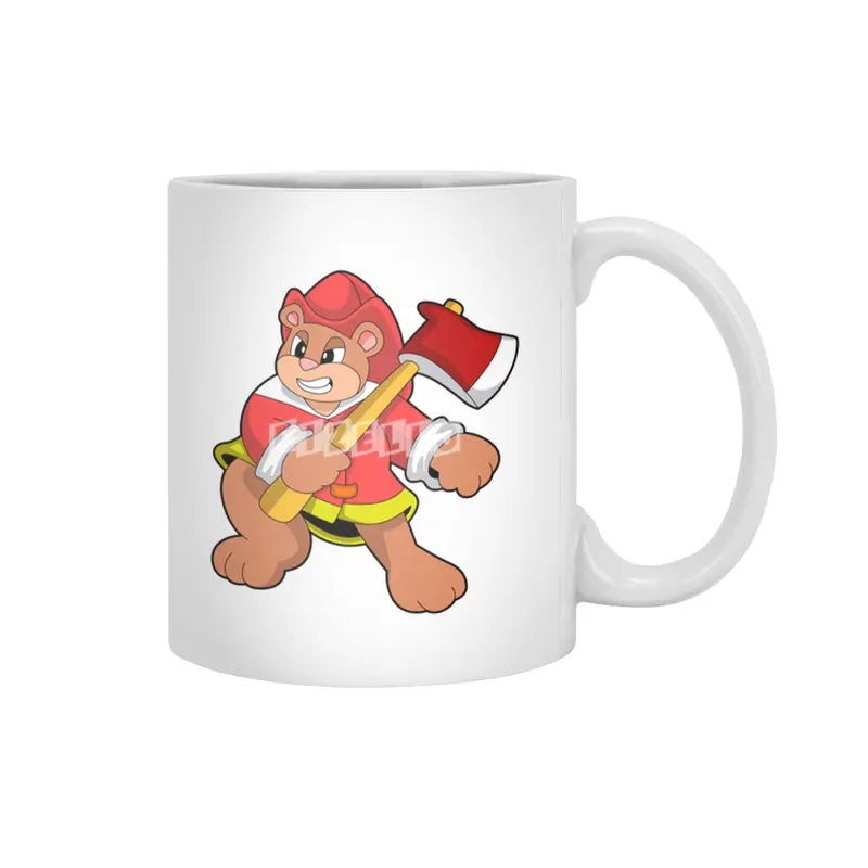 Bear as Firefighter with Ax Beyaz Kupa