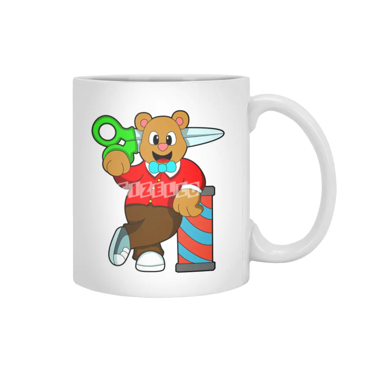 Bear as Hairdresser with Scissors Beyaz Kupa