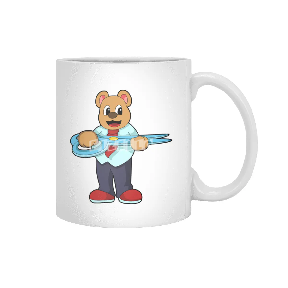 Bear as Hairdresser with Scissors Beyaz Kupa