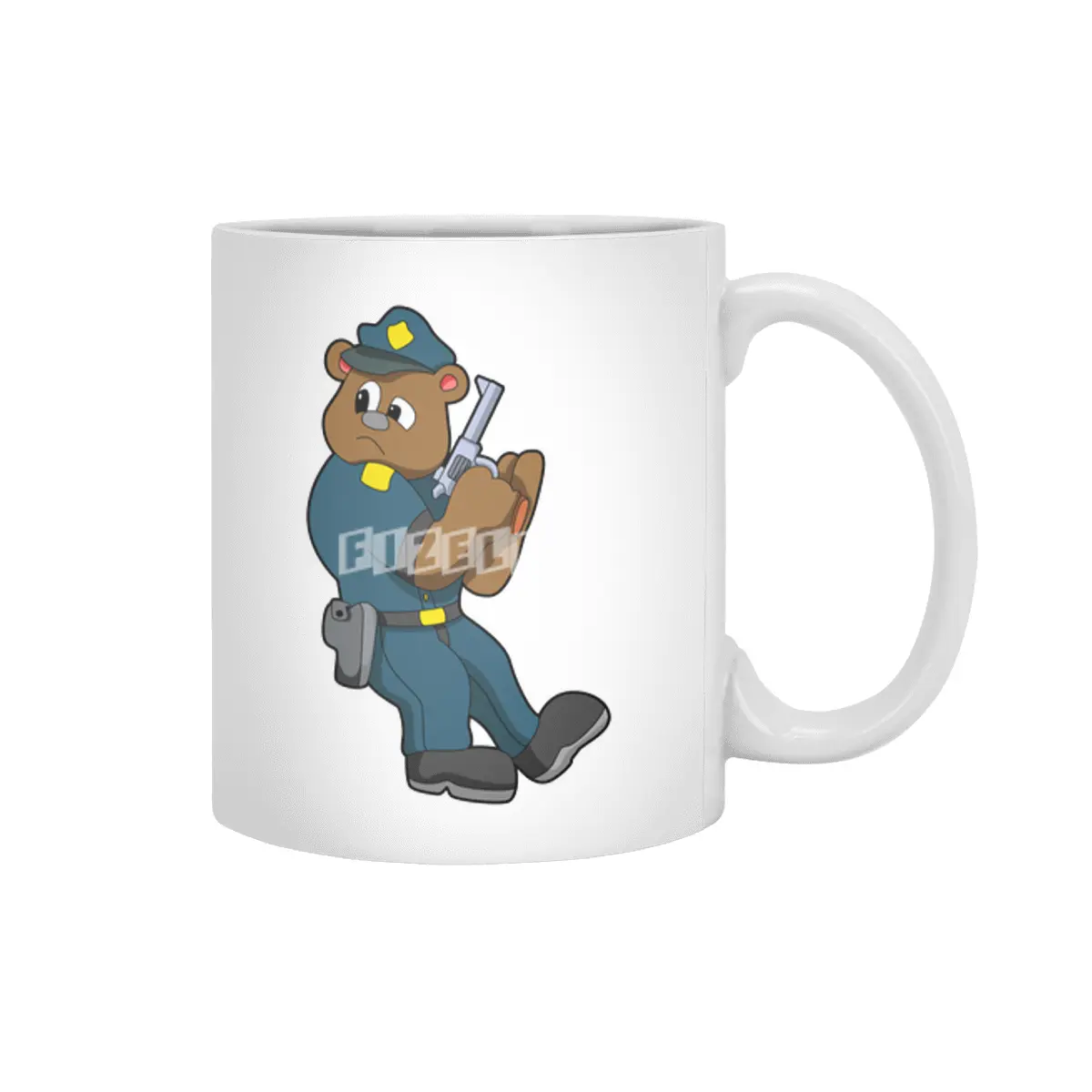 Bear as Police officer with Gun - Police Beyaz Kupa