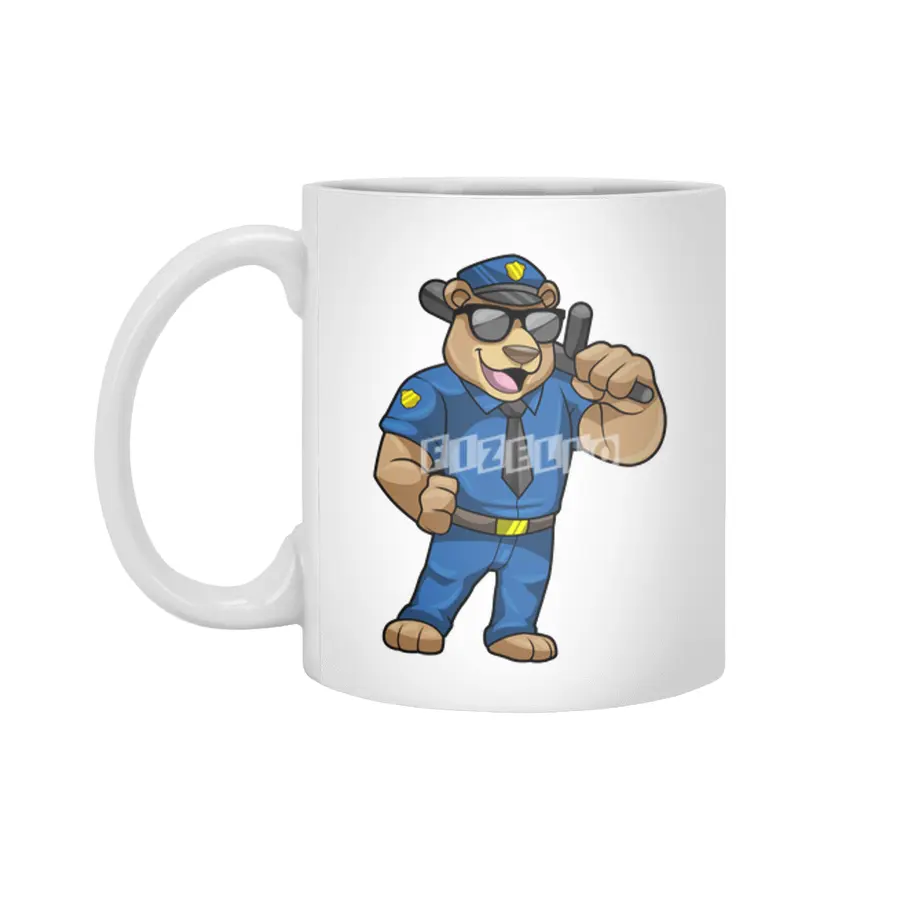 Bear as Police officer with Police uniform & Baton Beyaz Kupa