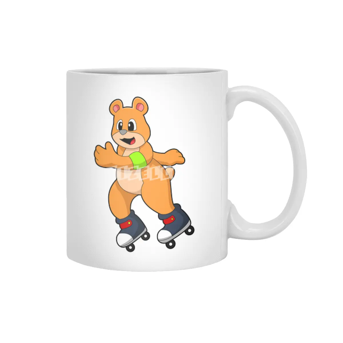 Bear as Skater with Inline skates Beyaz Kupa
